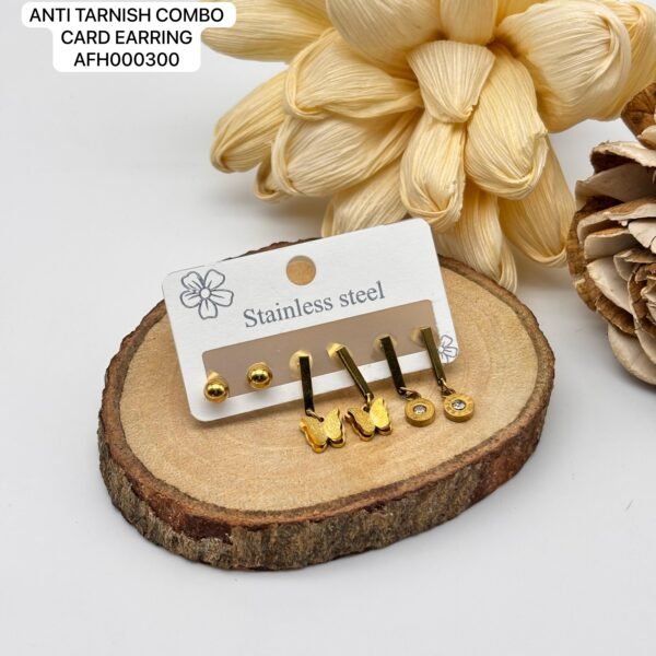 Set of 2 card Mix design Anti Tarnish Earring - Image 11