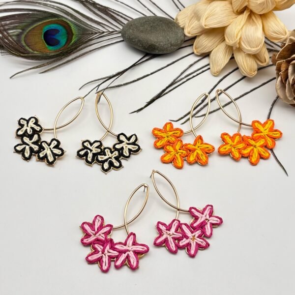 Set of 2 pc mix colour Jute Metal Earring - Image 2