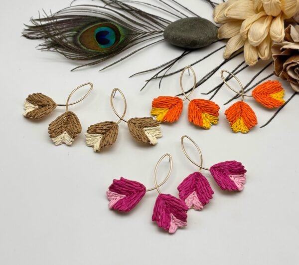 Set of 2 pc mix colour Jute Metal Earring