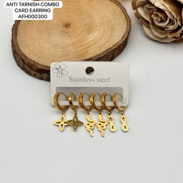Set of 2 card Mix design Anti Tarnish Earring - Image 8
