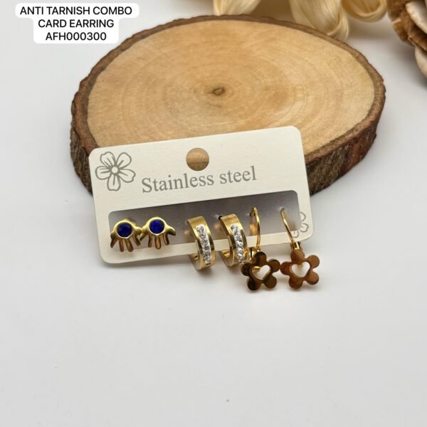 Set of 2 card Mix design Anti Tarnish Earring - Image 13
