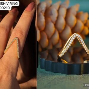 Anti tarnish V finger ring adjustable