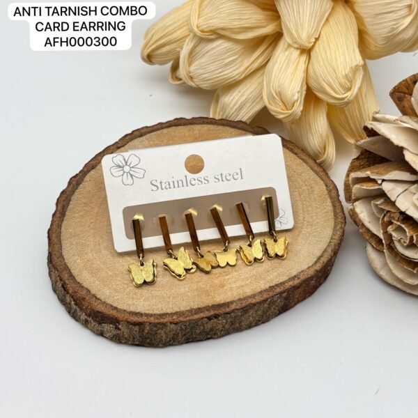 Set of 2 card Mix design Anti Tarnish Earring - Image 6