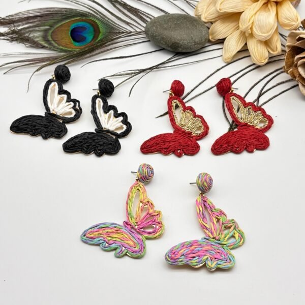 Set of 2 pc mix colour Jute Metal Earring