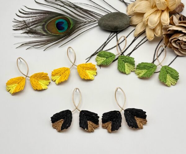 Set of 2 pc mix colour Jute Metal Earring - Image 2