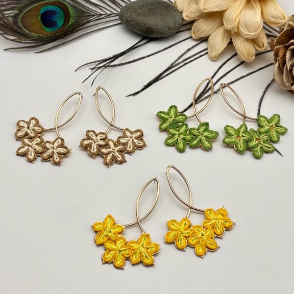 Set of 2 pc mix colour Jute Metal Earring