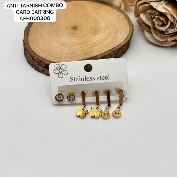 Set of 2 card Mix design Anti Tarnish Earring - Image 9