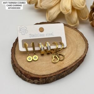 Set of 2 card Mix design Anti Tarnish Earring
