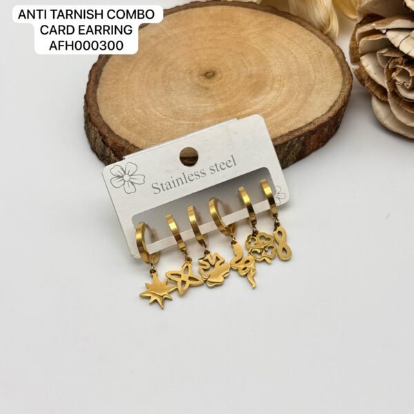 Set of 2 card Mix design Anti Tarnish Earring - Image 5