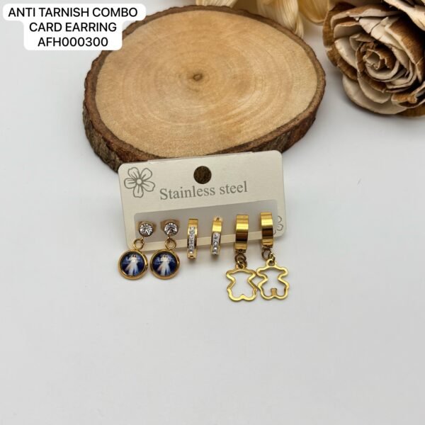 Set of 2 card Mix design Anti Tarnish Earring - Image 10