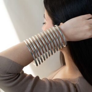 Premium German silver spiral bangle