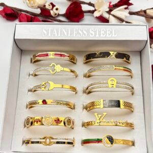 Anti tarnish Bangle ( set of 2 pc mix design branded bangle)