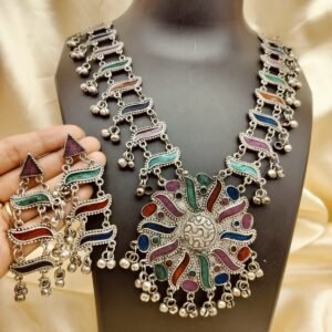 Black polish afghani necklace