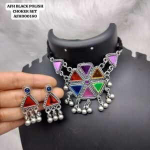 Black polish afghani choker