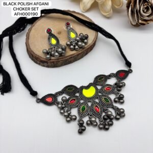 Black polish afghani choker