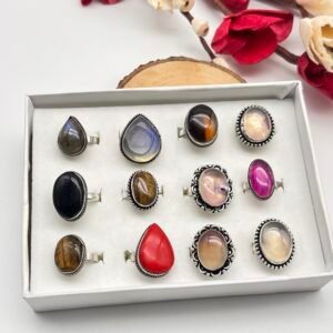 GS Monalisa Stone Adjustable ring (mix design 2 pc )