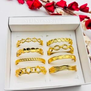 Set of 2 pc mix design Anti tarnish half cut bangle