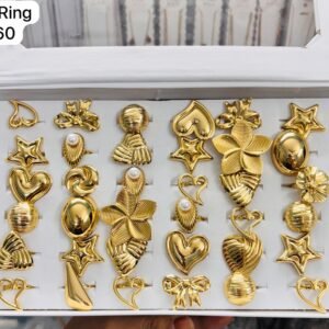 Set of 2 pc mix design anti tarnish adjustable ring