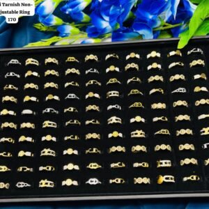 Set of 2 pc mix design Anti Tarnish adjustable ring