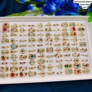 Set of 5 pc mix design Anti Tarnish adjustable ring
