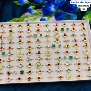 Set of 5 pc mix design Anti Tarnish adjustable ring