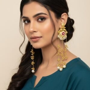Brass Kashmiri Earring ( Mix colour 1 pair)