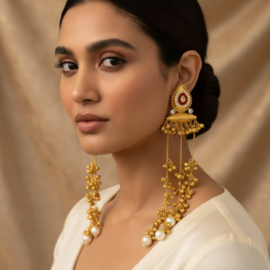 Brass Kashmiri Earring ( Mix colour 1 pair)