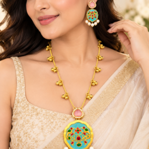 Premium Replica Golden Kashmiri Necklace set